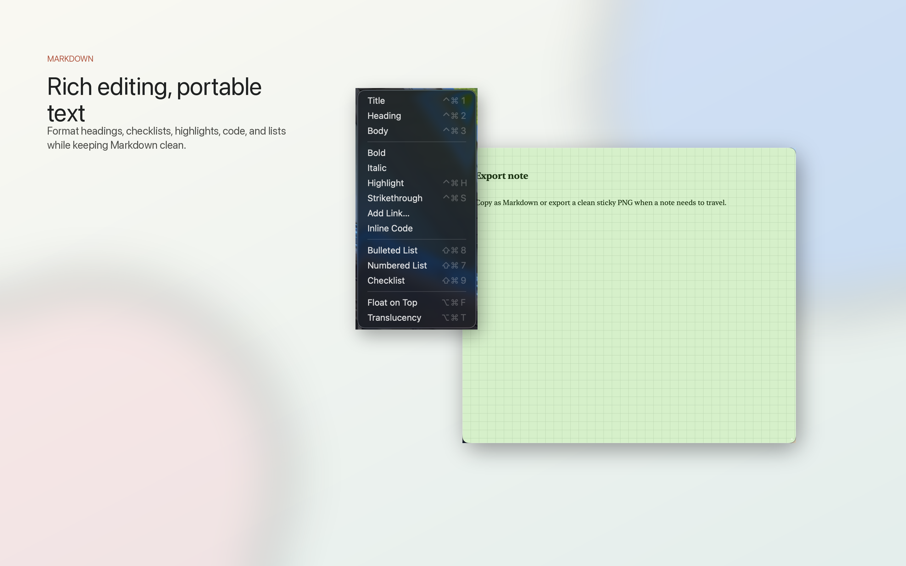 Floatnotes invisible Markdown editing screenshot